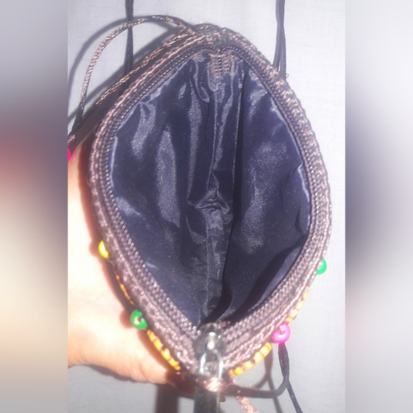 Vintage Crossbody Beaded Purse RARE Om Symbol Handmade Purse Cellphone Case HTF - Picture 9 of 12